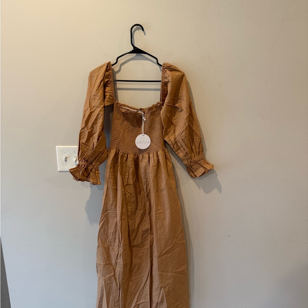 Petal & Pup Tan Smocked Dress - Picture 3 of 3